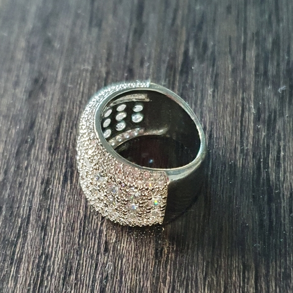 New Silver Inlaid Diamond Thick Ring - Picture 3 of 5